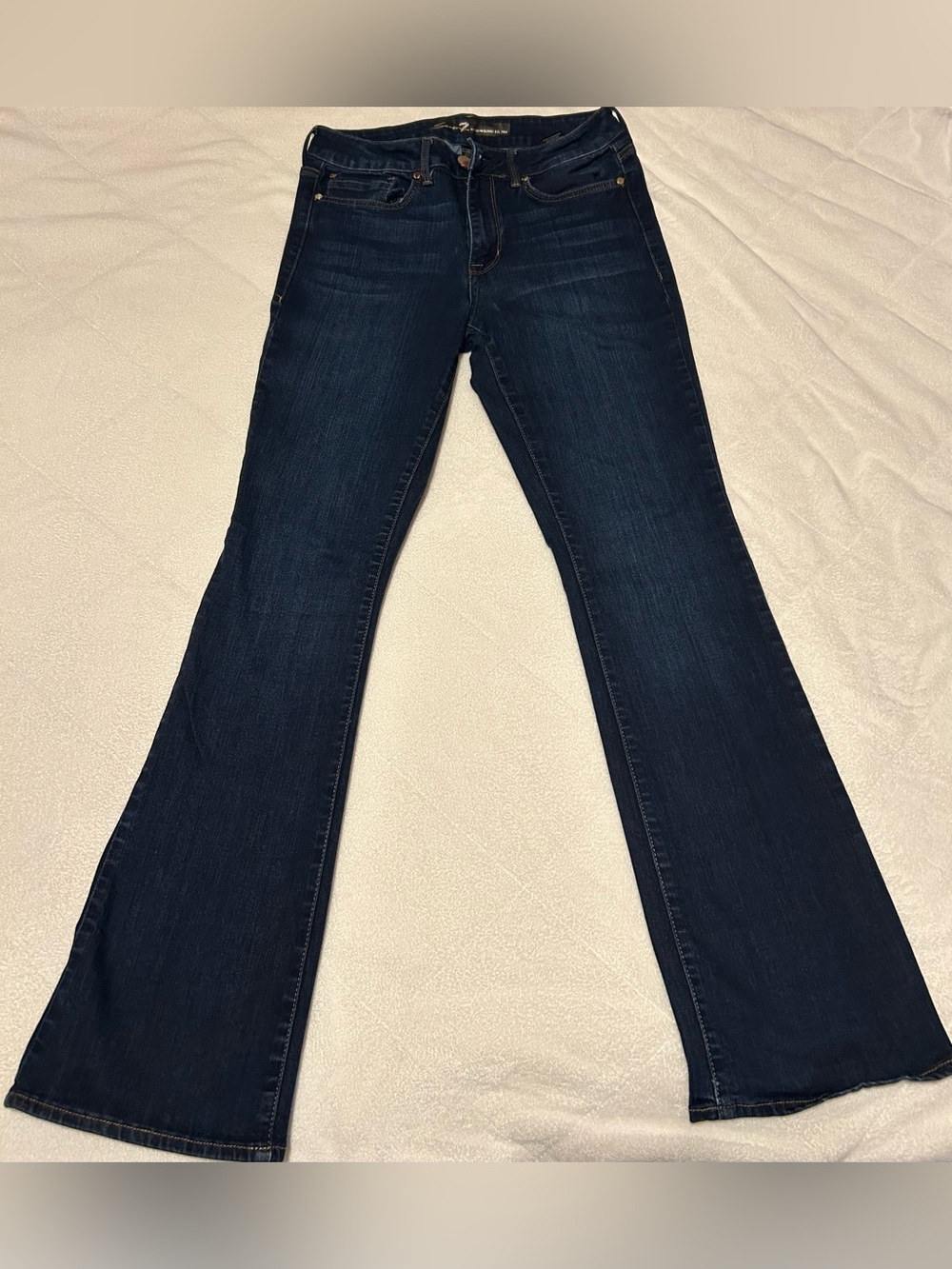 Seven7 Dark Indigo Mid Rise Micro Bootcut Jeans